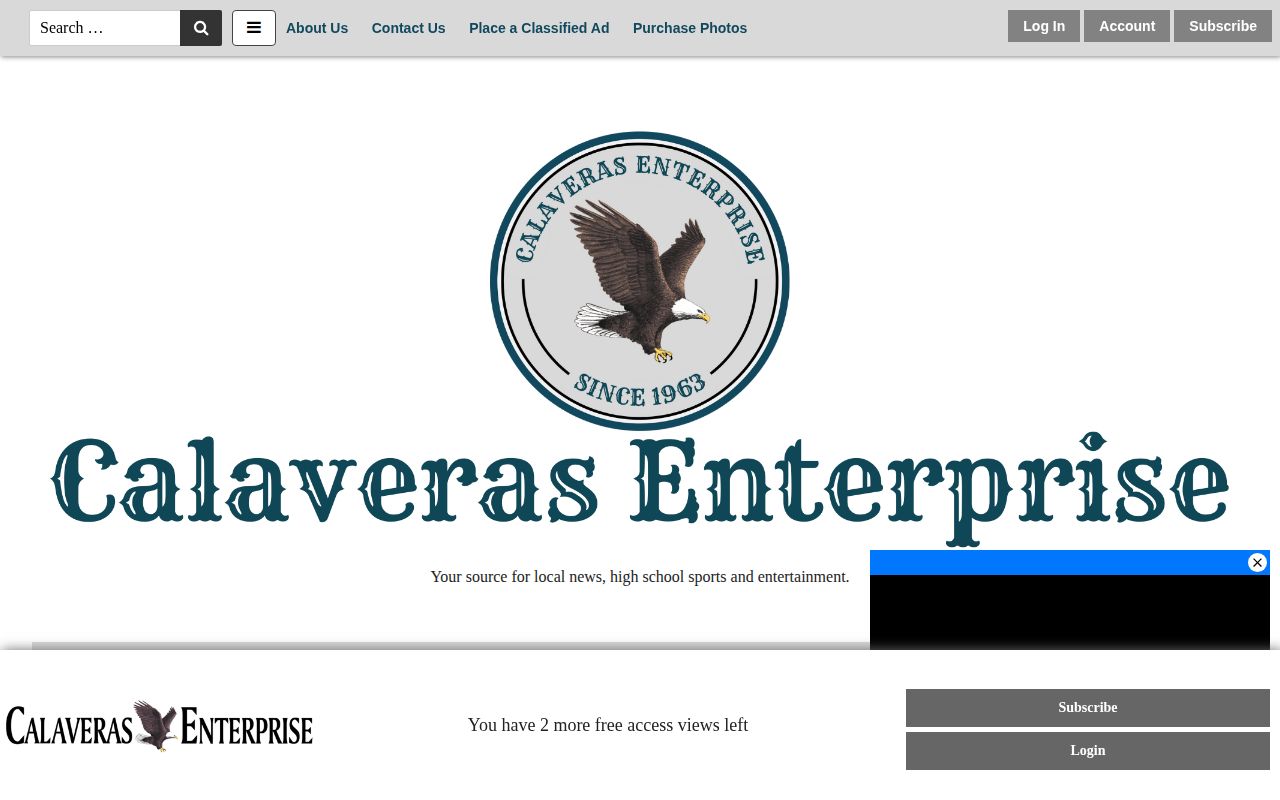 Calaveras Enterprise Felony Booking Log article