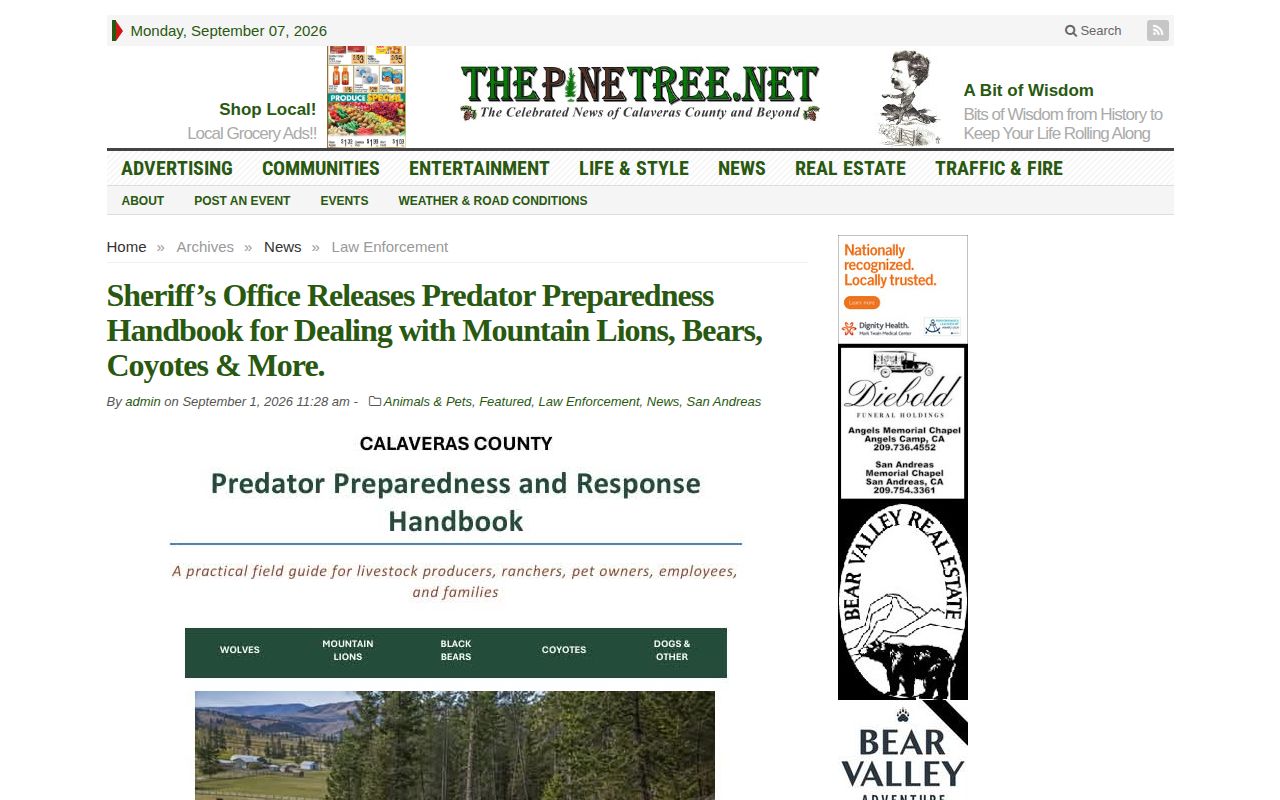The Pine Tree Calaveras law enforcement category